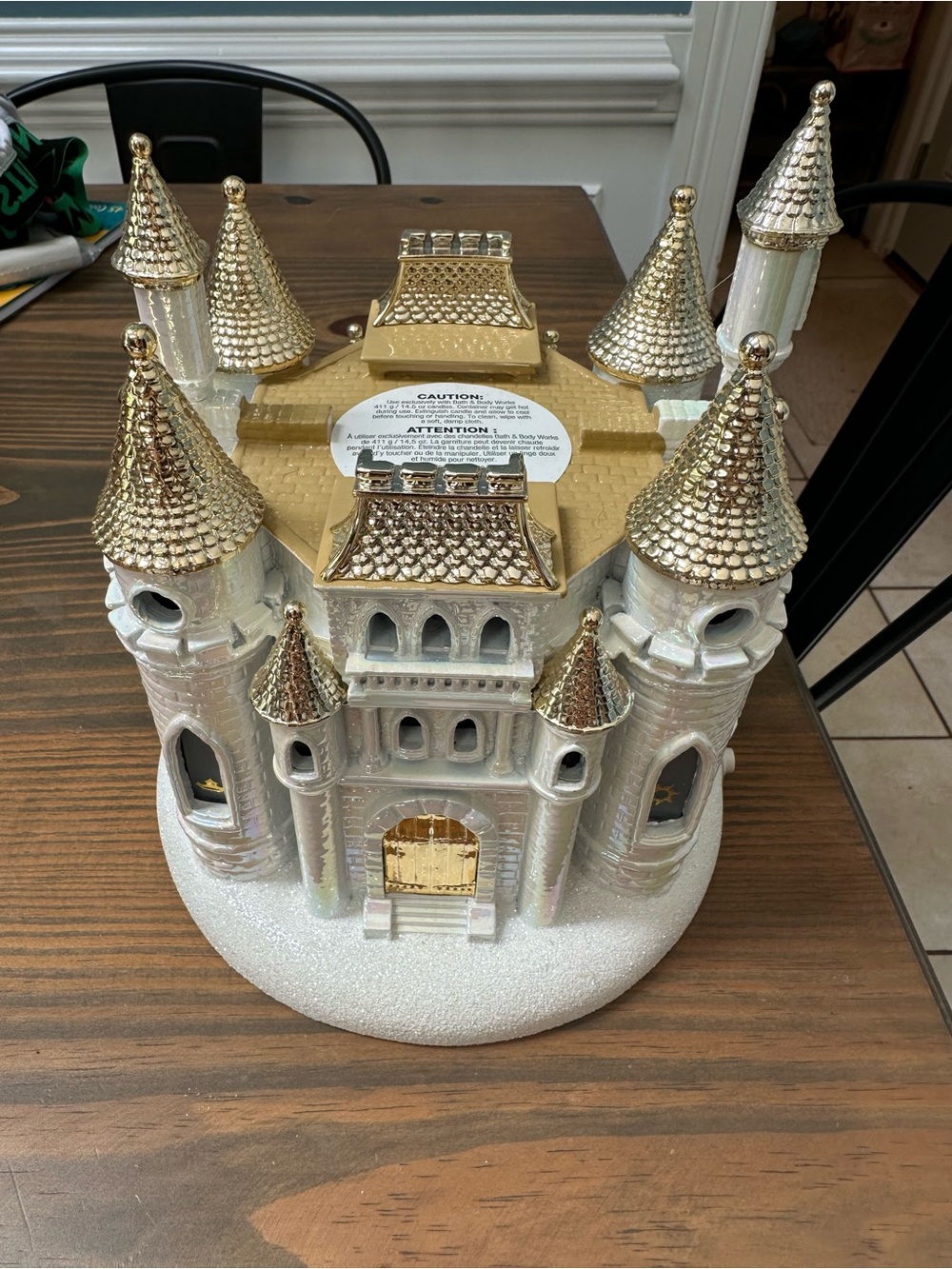 Bath & Body Works Disney White and Gold Castle Decorative candle holder